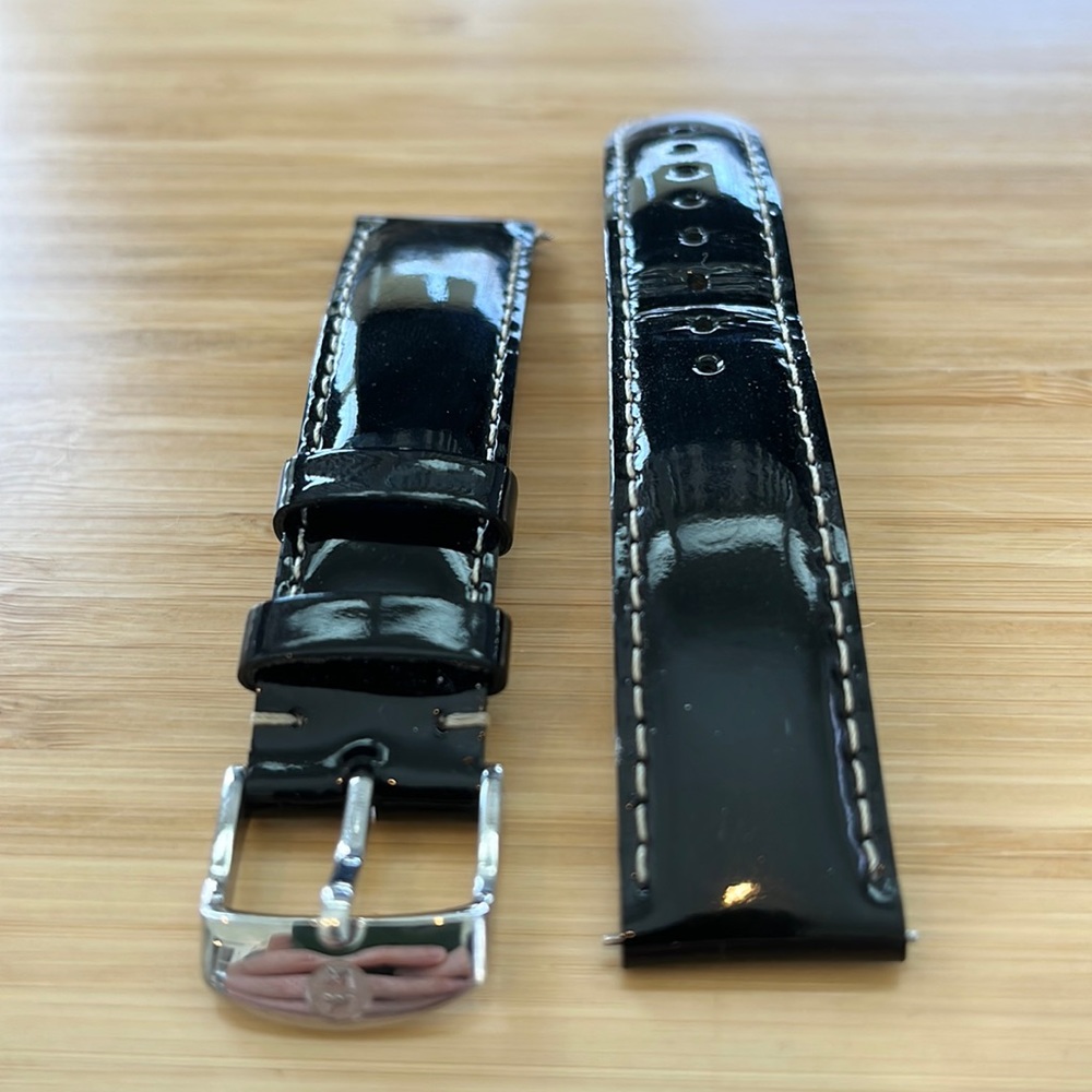 Michele 18mm Black Patent Leather Strap